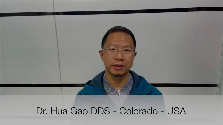 Dr Hua Gao DDS, Colorado, USA, talking to camera about the course