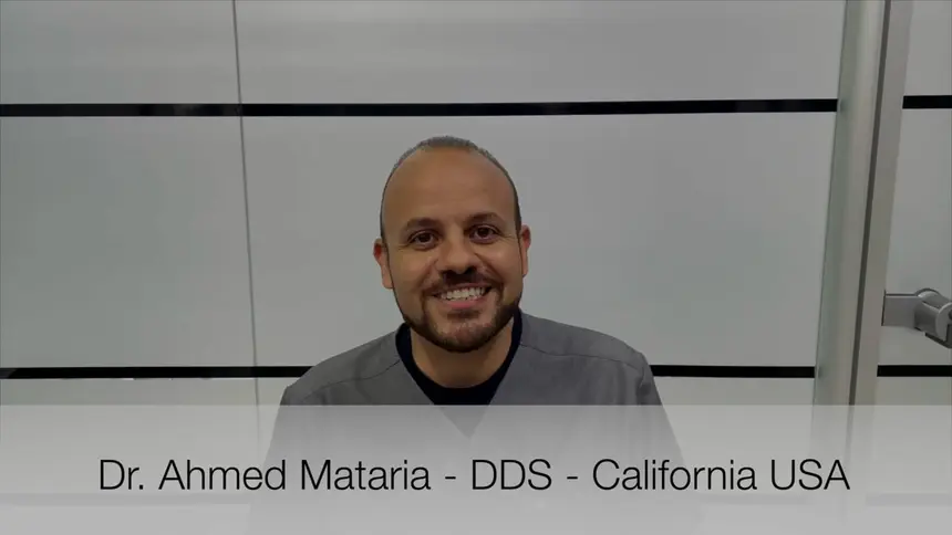 Dr Ahmed Mataria DDS, California, USA, talking to camera about the course